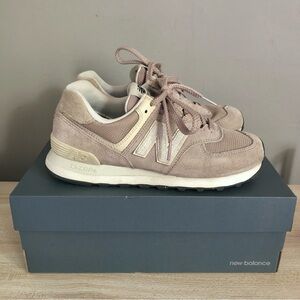 New Balance 574 Beige Suede Sneakers